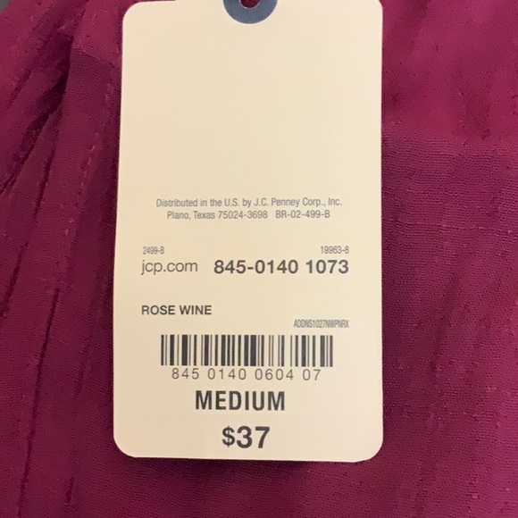 JCPenney | NEW, never used | Rose wine | 64% Rayon, 36% Polyester | Tunic - Picture 2 of 2